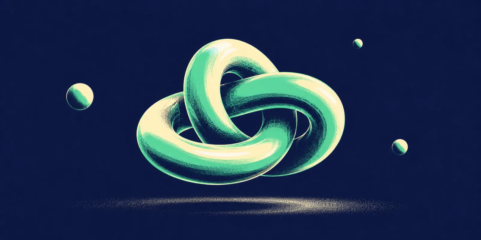 Illustration of an interlocking three-ring torus knot, representing generative AI output